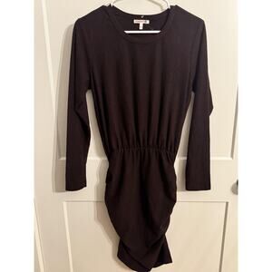Sundry Dress Sz 1 Brown Long Sleeve Ruched Bodycon Knee Length Crew Neck Comfy